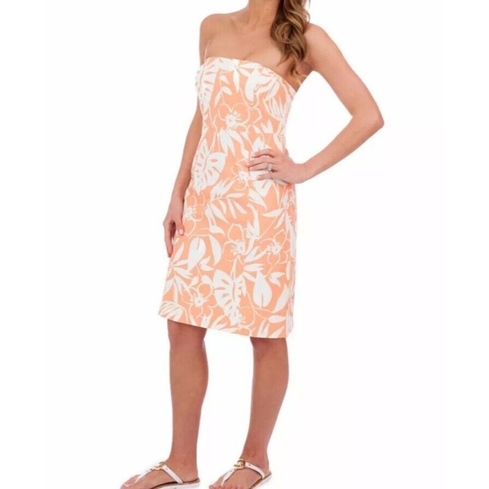 Vineyard Vines  Strapless Orange Floral Print Dress Size 6